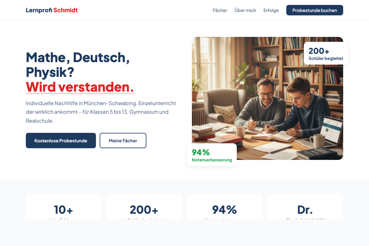 Lernprofi Schmidt – Onepager